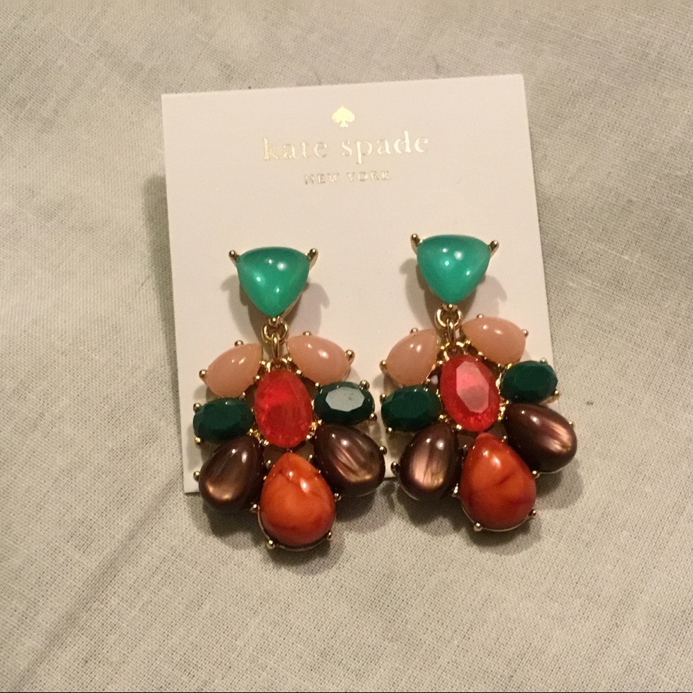 NWT Kate Spade Green Brown & Orange Earrings